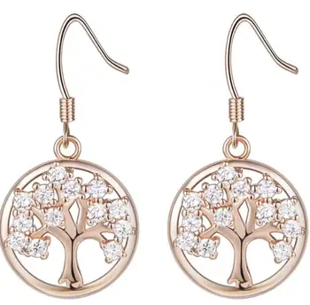 New life tree earrings plated with 18k platinum zircon Christmas tree earrings