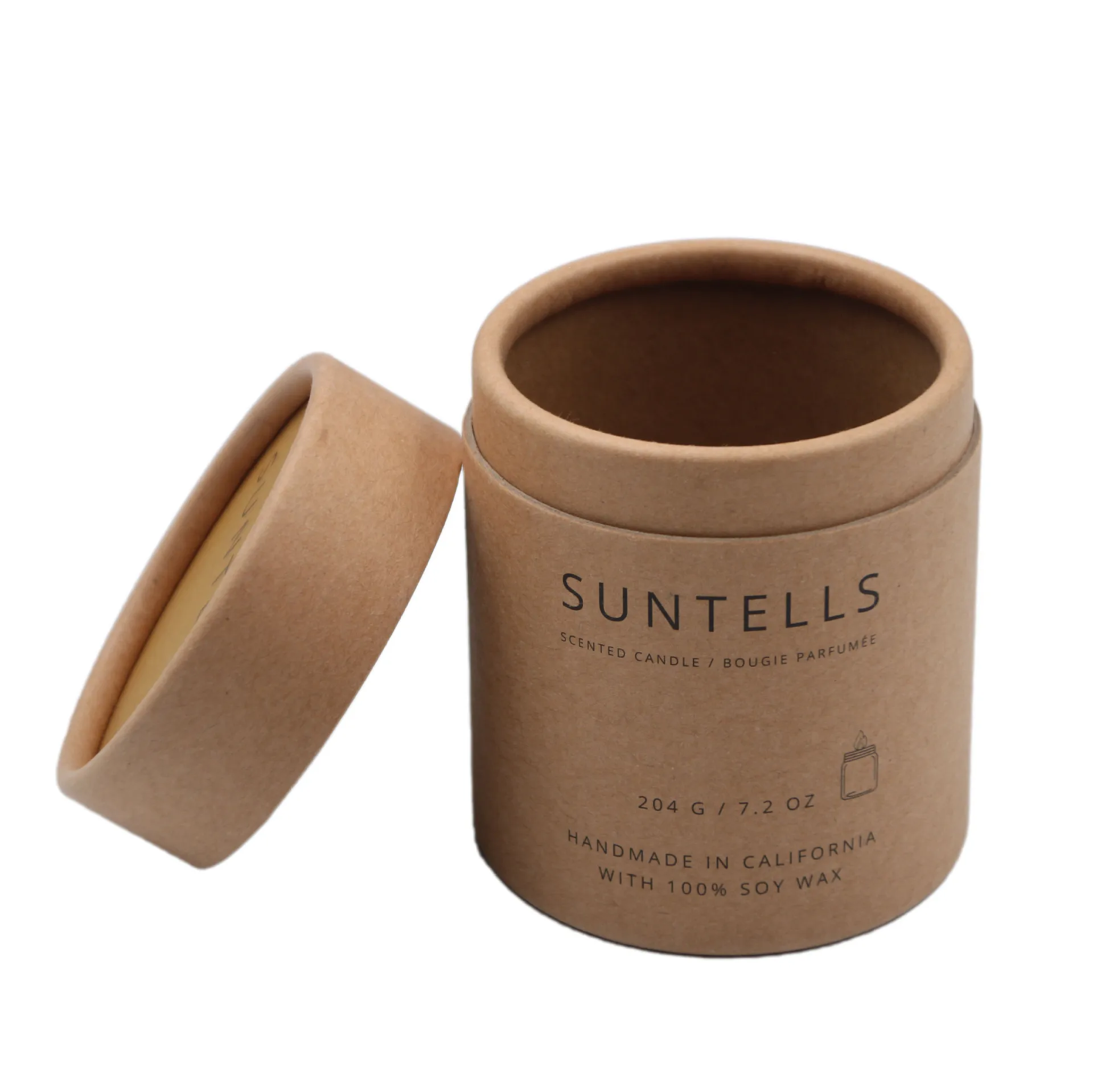 Custom Printed Cardboard Cylinder Candle Box Tea and Craft Use Paper Packaging for Round Candles