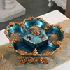 Mixed color blue wood grain without lid six grid nut platter