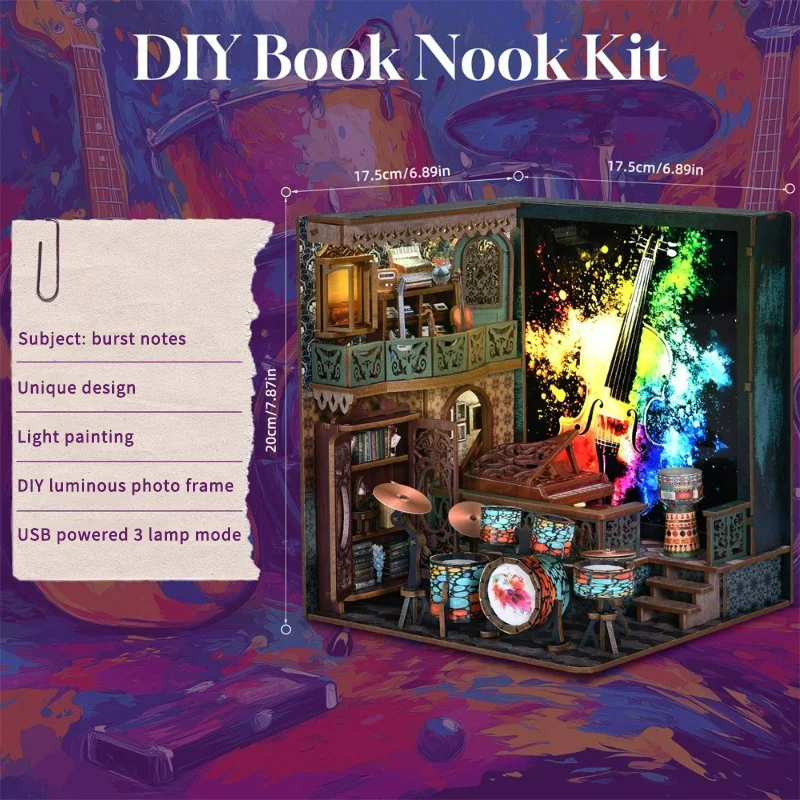 trójwymiarowy drewniany puzzle Book Nook – zestaw DIY mini półki, kreatywna dekoracja domu i prezent dla miłośników książek