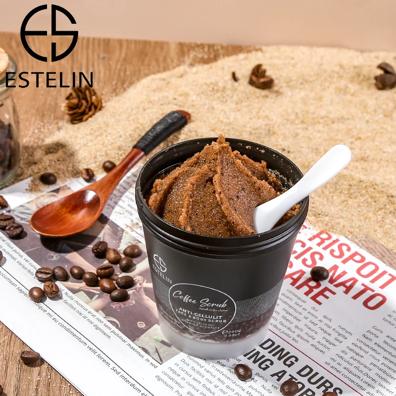 ESTELIN Deep Cleansing Olive Oil Vitamin E Sea Salt Anti-cellulite Coffee  Body Scrub 280g| Alibaba.com
