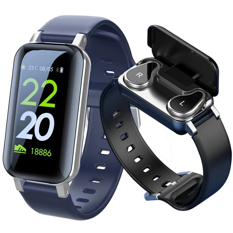 2 In 1 T89 Smartwatch With Earbuds Waterproof Ip67 Smart Bracelet With Bluetooth - Buy T89 Smart Watch Earphone,T89 Smart Bracelet With Bluetooth Earphone,2in1 Smart Watch And Earphones Product