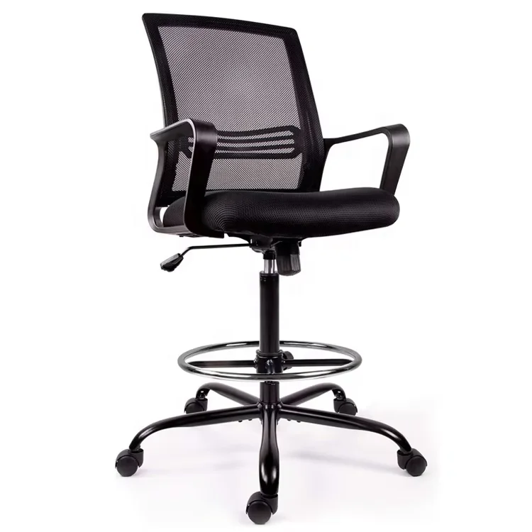 Luxury Ergonomic Office Rolling Drafting Stools Swivel Cash Counter Chair for Working Standing Desk