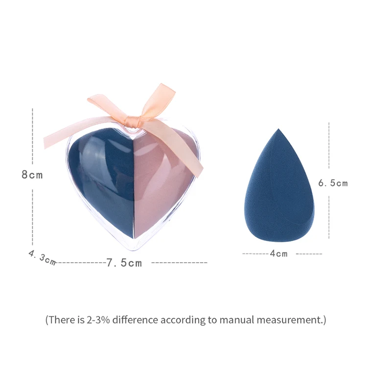 Hot Sale 2 in 1 Latex Free Loving Heart Shape Makeup Blending Sponge A80178 Custom logo Dry Wet Use Marshmallow Powder Puff