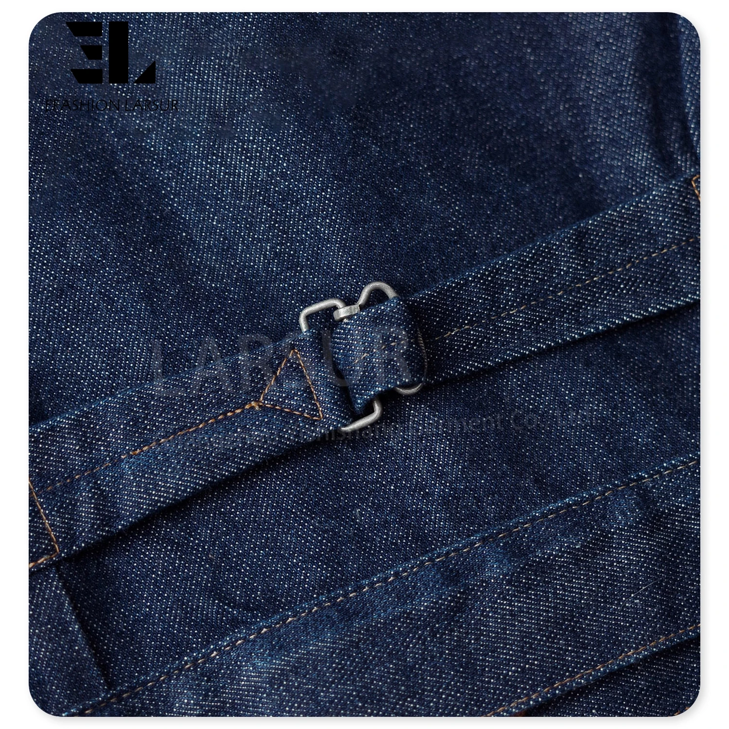 LARSUR Custom Denim Factory Heavy Raw Selvedge Denim Jacket With Buckle 11-15 oz Japanese Style Red Selvedges Jeans Jacket Men