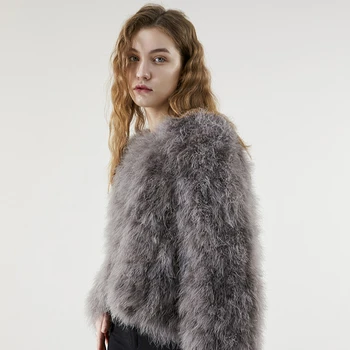 Fashion Design Turkey Feather Jacket wholesale mink fur coat ladies