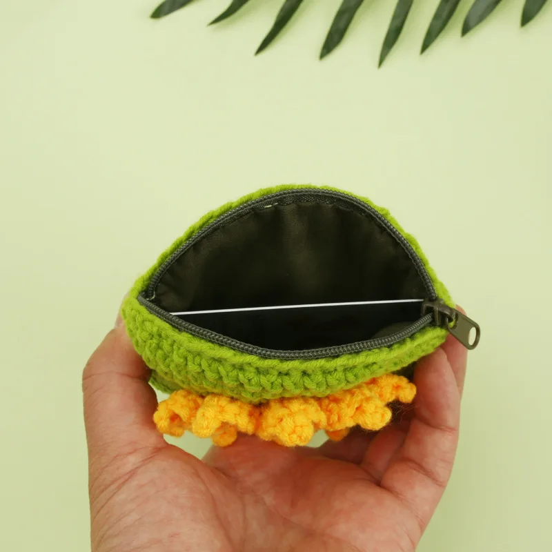 DIY ручной работы, с цветком, на молнии, на хлопчатобумажное Вязание карты сумка кошелек