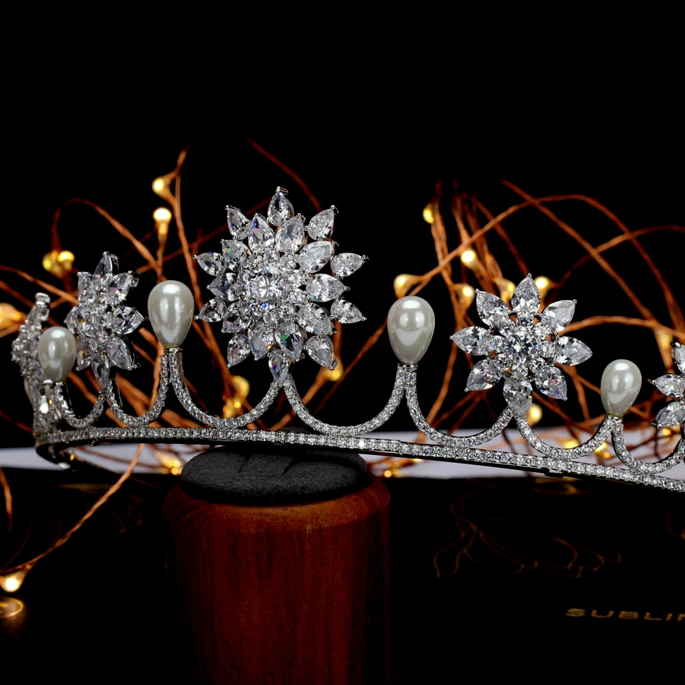 Женский обруч для волос с фианитами свадебное украшение искусственным жемчугом аксессуар