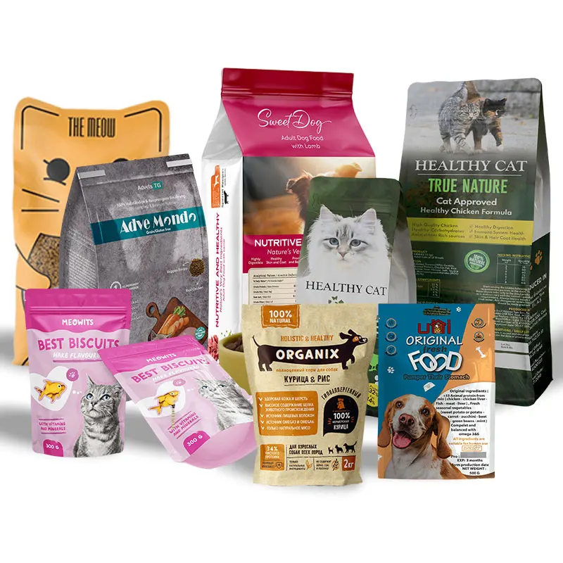 Custom Printed Single Serve Pet Food Packaging Pouches Aluminum Foil