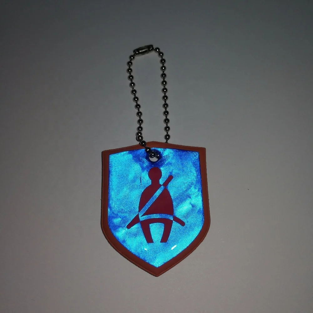 Promotional Custom Diamond Shaped Plastic Reflective Keyring Reflective Soft Pvc Keychain
