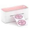 เครื่องพิมพ์สีชมพูและสีขาวพร้อมกระดาษ10แผ่น4x6