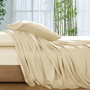 Luxuriously Soft & Cooling 100% Organic Bamboo Comforter Cover Set and 4 Pieces with Deep Pocket Fitted Sheet Bedding Sheet Sets