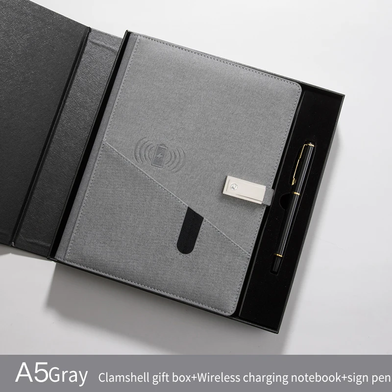 New Arrive Ideas Notepad Softcover  Fingerprint Notebook With Power Bank Rechargeable and Metal Pen