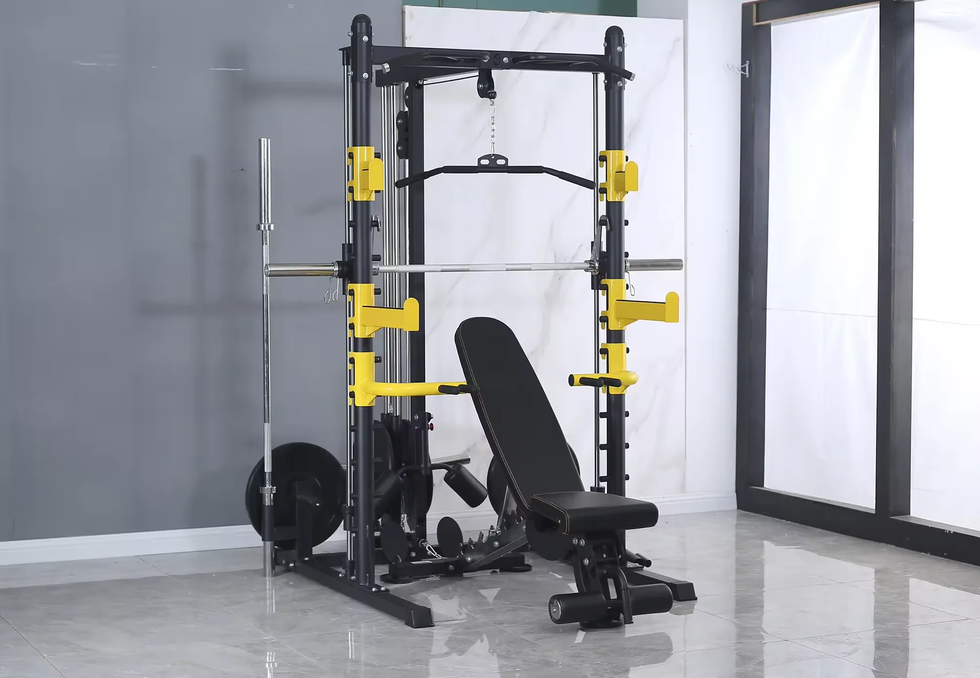 3D 스미스 상업용 체육관 스미스 머신 다기능 스테이션 3 세트 무게 스택 케이블 크로스 오버 3D 머신 크로스 오버 기능