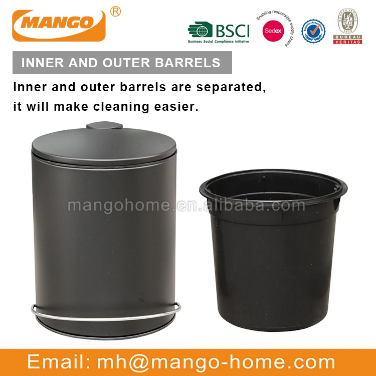 Metal Steel Foot Pedal Operated Dustbin Trash Can with Cover for ...