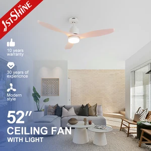 1stshine LED Ceiling Fan Child Room Pink Color Plastic Blades Space Saving Quiet Ceiling Fan with LED Light
