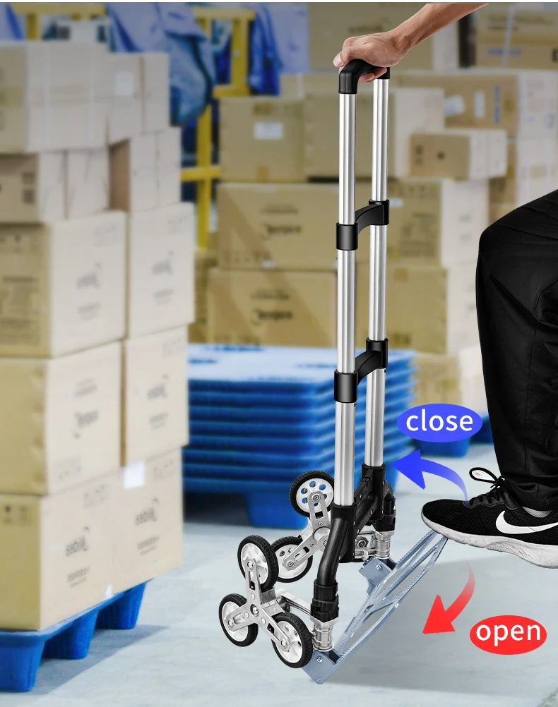 Stair Climber Hand Truck and Dolly, 176 Lb Capacity Heavy-Duty Trolley Cart with Telescoping Handle and TPR Wheels