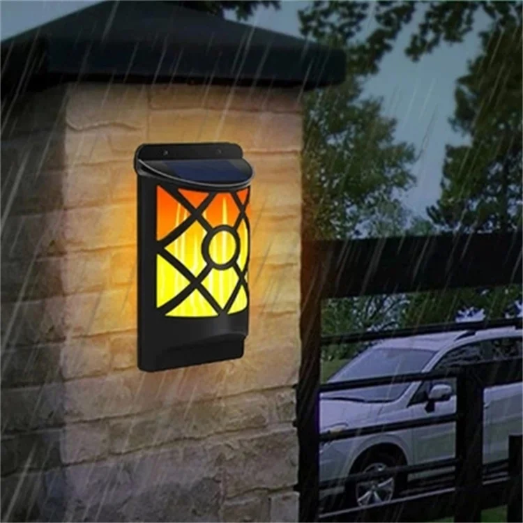 Waterproof Dark Sensor Auto on Daytime Off Outdoor Wall Lamp Solar Flame Lights for Garden Pathway Patio Deck Yard