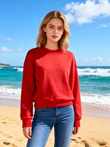 Elegant Cropped Tops Long Bulky Sleeves High Quality French Terry Knitted Stretch Fashionable Pullover