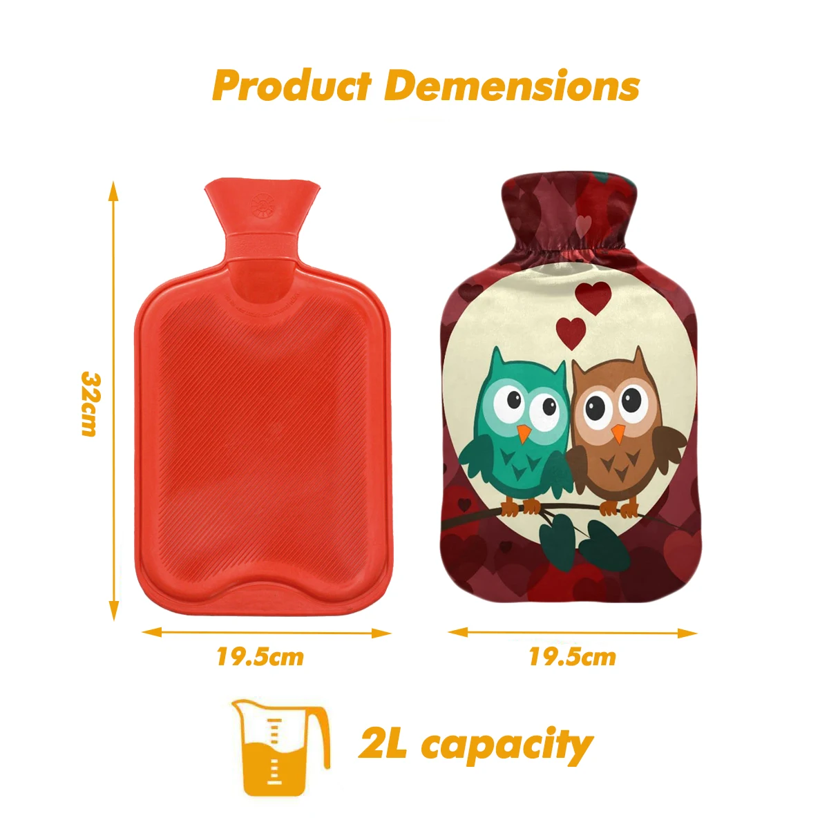 rubber hot water bottle hand warm heat pack with soft fleece cover hot bag for pain relief