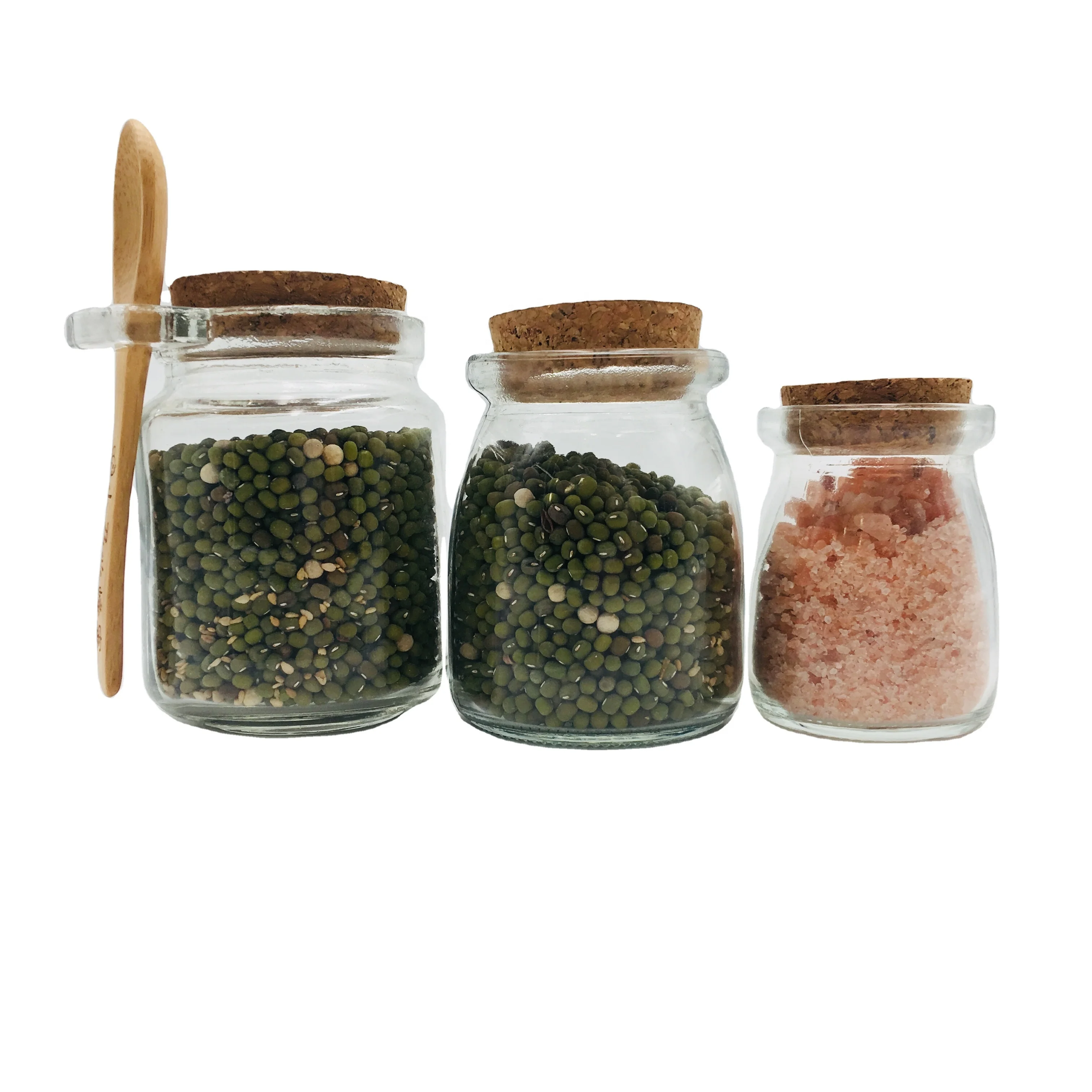 Round Glass Jar with Cork & Spoon