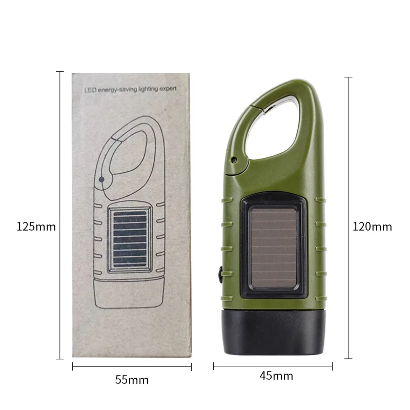 Hand Crank Solar Dynamo Flashlight Rechargeable Output Emergency LED Mini Keychain Snap Clip Backpack Flashlight Outdoor Camping manufacture