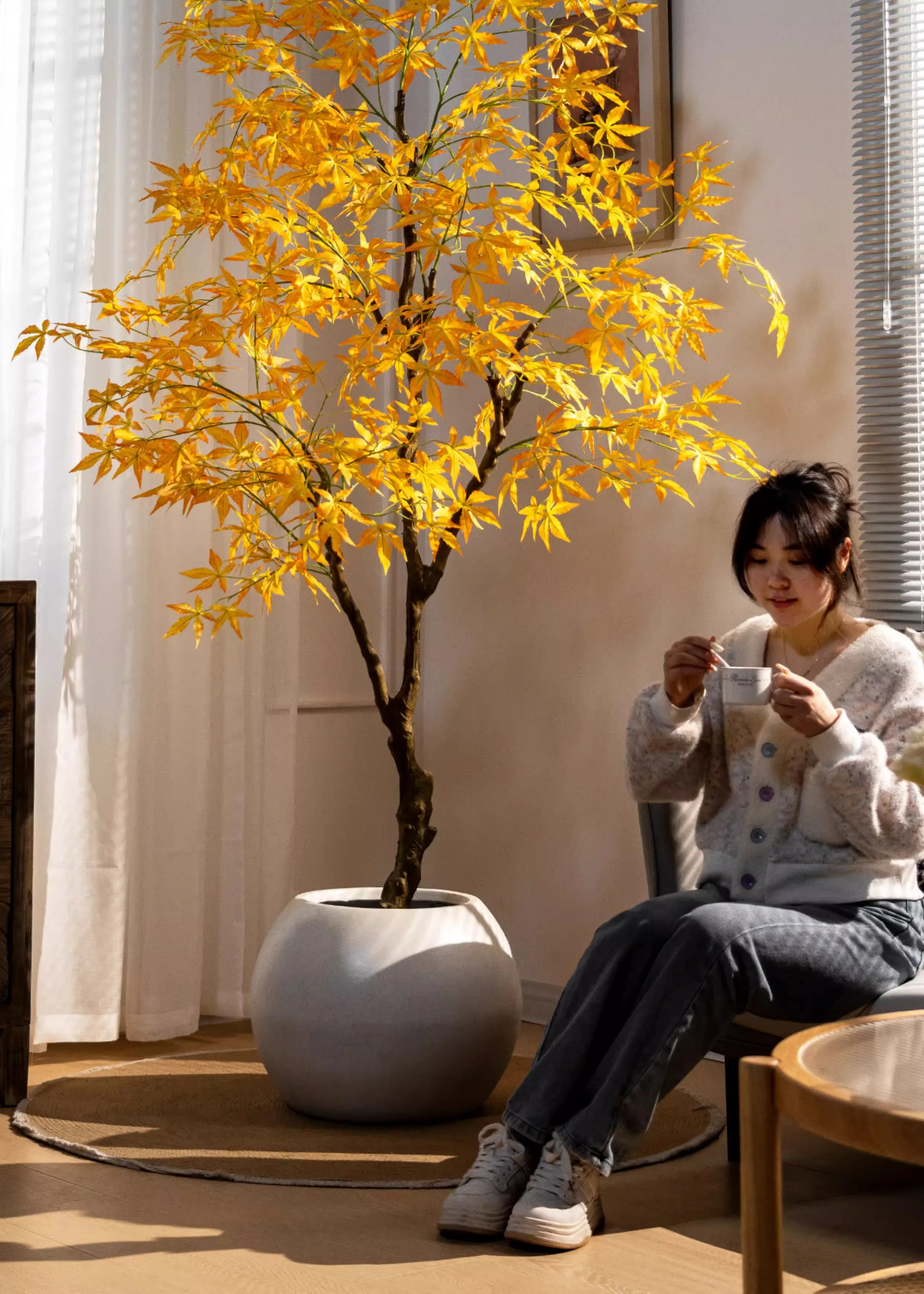 Large Artificial Plants for Indoor Artificial Trees for Outdoor Simulation Plants With Pot Red Faked Tree Bonsai Decoration details