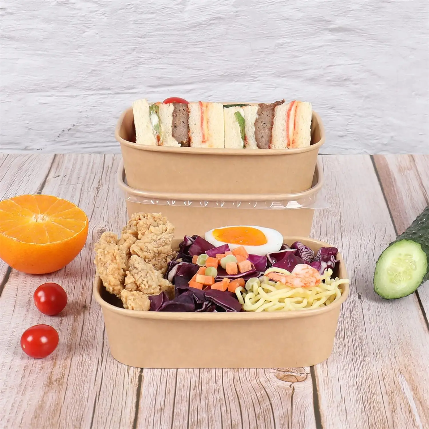 Custom Printed Kraft Paper Food Packaging Salad Soup Bowl Coffee Cup ...