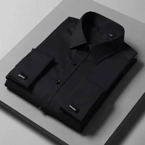 Men's Shirt Wholesale Slim-fit Dress Shirt Solid Business Black Dress Shirt