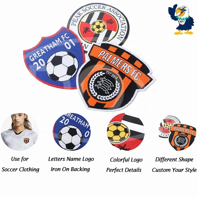 Patches Maker Iron on Custom Football Club Name Logo Soccer Jersey Heat Cut  Woven Patches for Uniform - China Woven Patches and Patches for Uniform  price