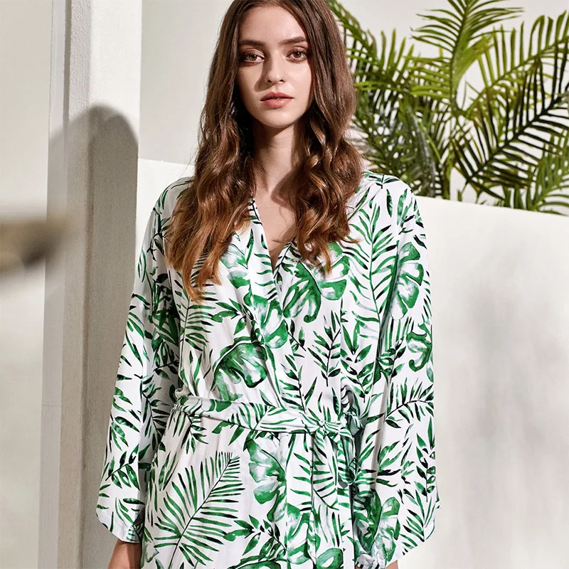 palm leaf bridesmaid dress Blue Gre Tropical Palm Leaves Long Dress dress summer Bridesmaid dress woman elegant eving dresses for wom02