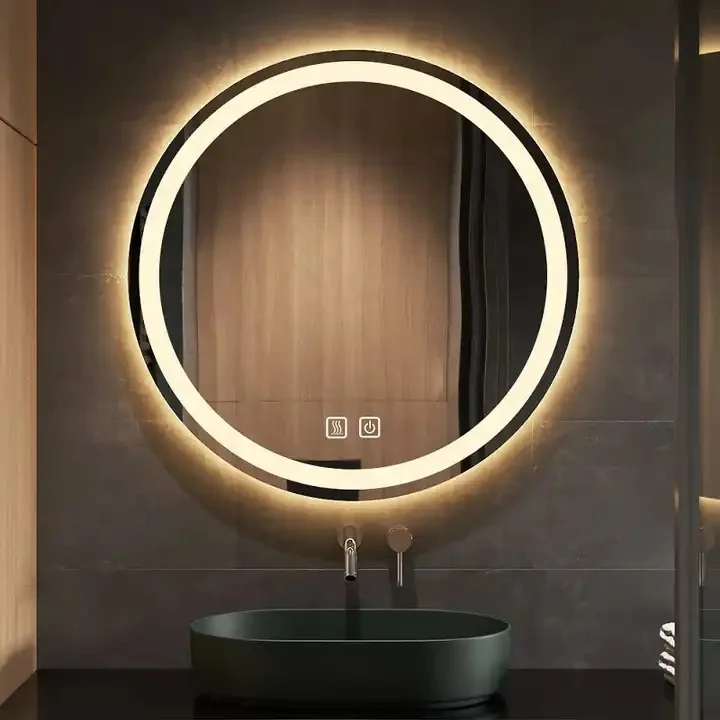 Modern Round Led Mirror Wall Mounted Touch Switch Screen Smart Mirror ...
