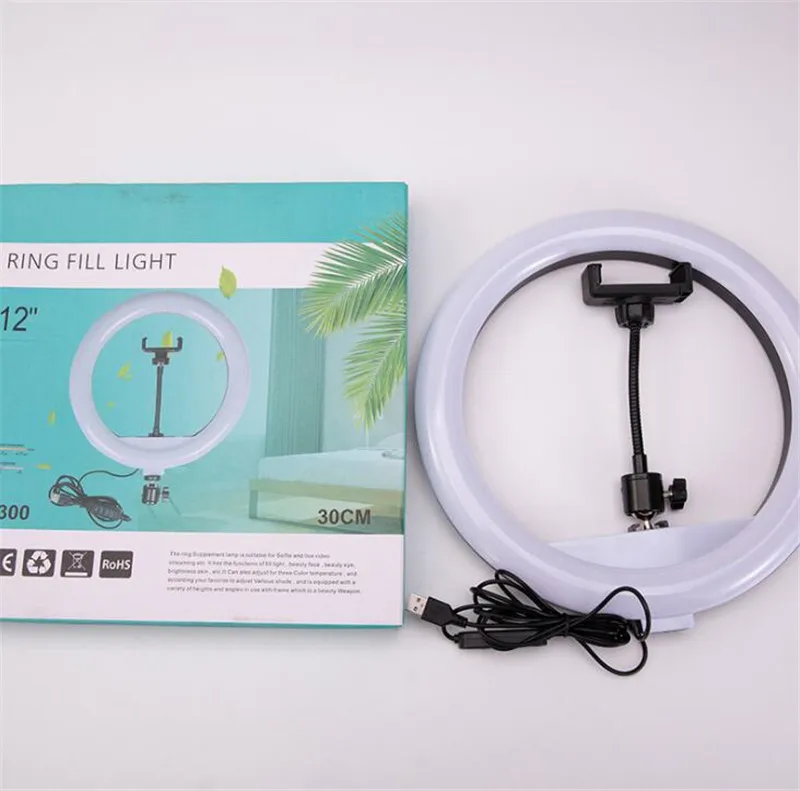 Anneau lumineux LED professionnel de 12 pouces, le plus vendu, pour diffusion en direct et maquillage Tiktok