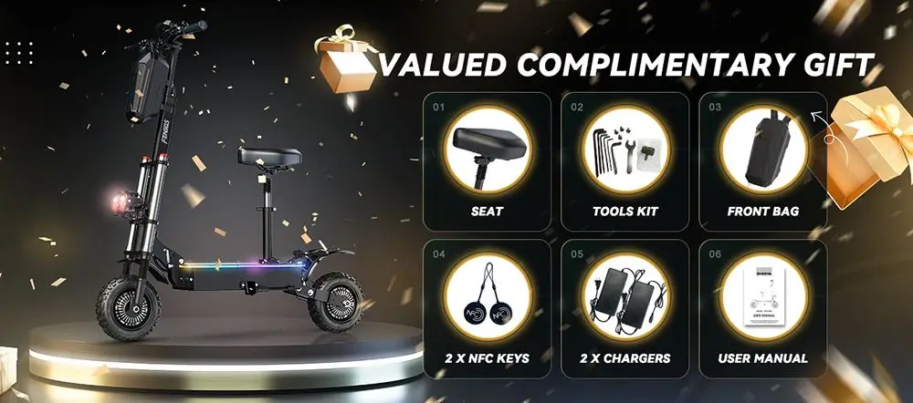 EU Stock 67.2V 38Ah 2800W*2 80km/h FENGQS GT8 PRO Electric Scooter 11 inch Tires Hydraulic Disc Brakes With 90km Range