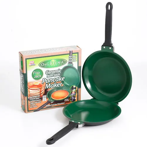 Double-Sided Non-Stick Ceramic Coated Frying Pan Green Pancake Maker Bread Egg Pot Household Kitchen Cookware for Home Use
