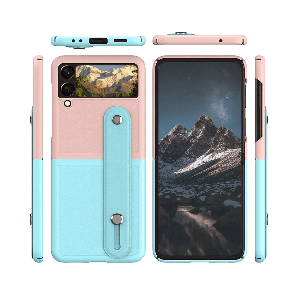 Fold Phone Cases For Galaxy Z Flip5 Flip4 Flip3 5G Flip Precision Hole Simple Wrist Strap Bracket Sjk408 Laudtec factory