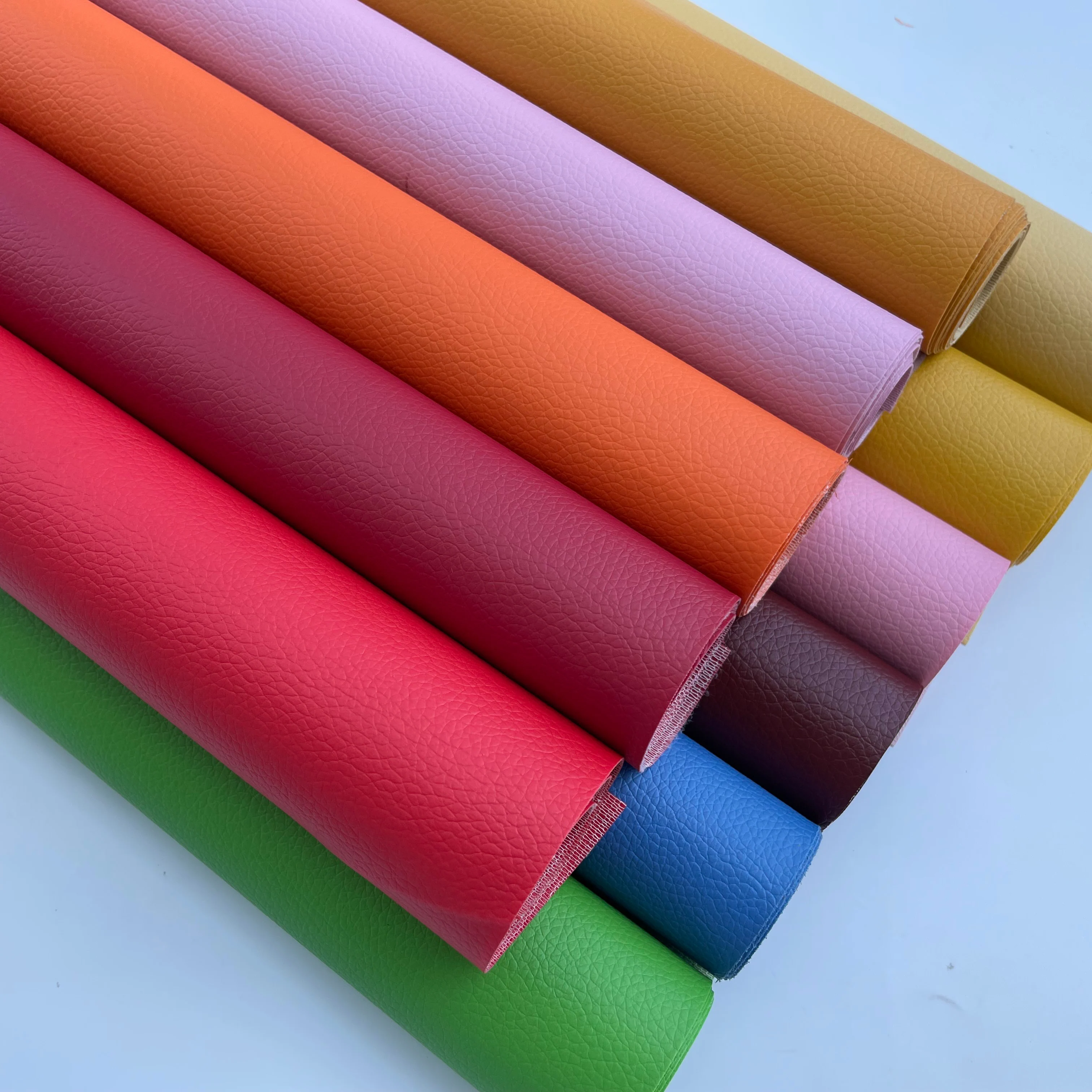 Eco-Friendly Waterproof Self-Adhesive PVC Leather Lychee Printed Faux Leather Rolls for Sofa Chairs