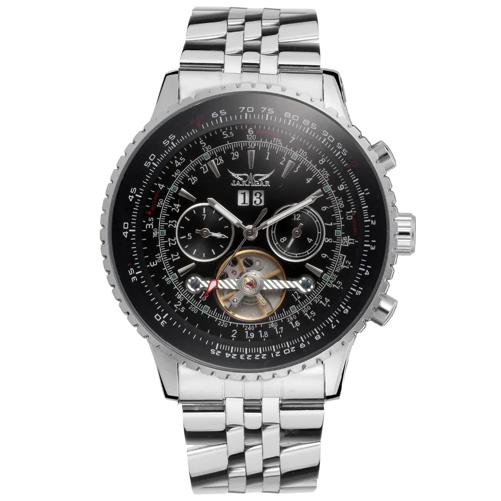 Montre Bracelet Automatique JARAGAR Pour Homme - Mouvement Mécanique Automatique - Boîtier Acier Chromé - Neuf Jamais Portée