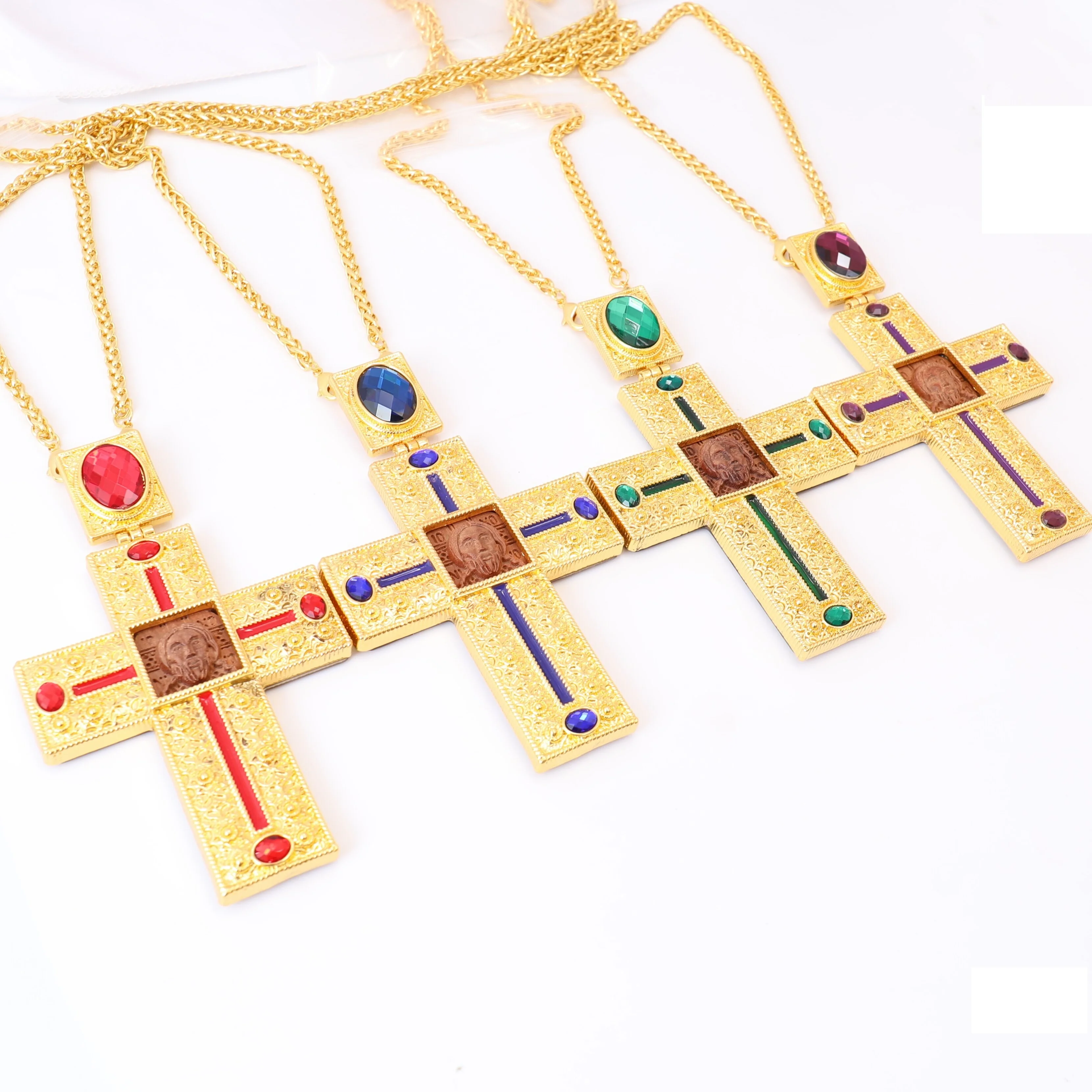 Gold Plated Orthodox Cross Necklace With Pendant & Chain - Oem
