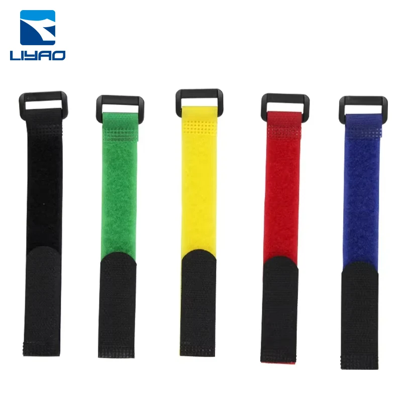 Custom Cable Ties with Printed Logo 100% Nylon/PP Materials Double Sided Adhesive for Hook and Loop for Office Use
