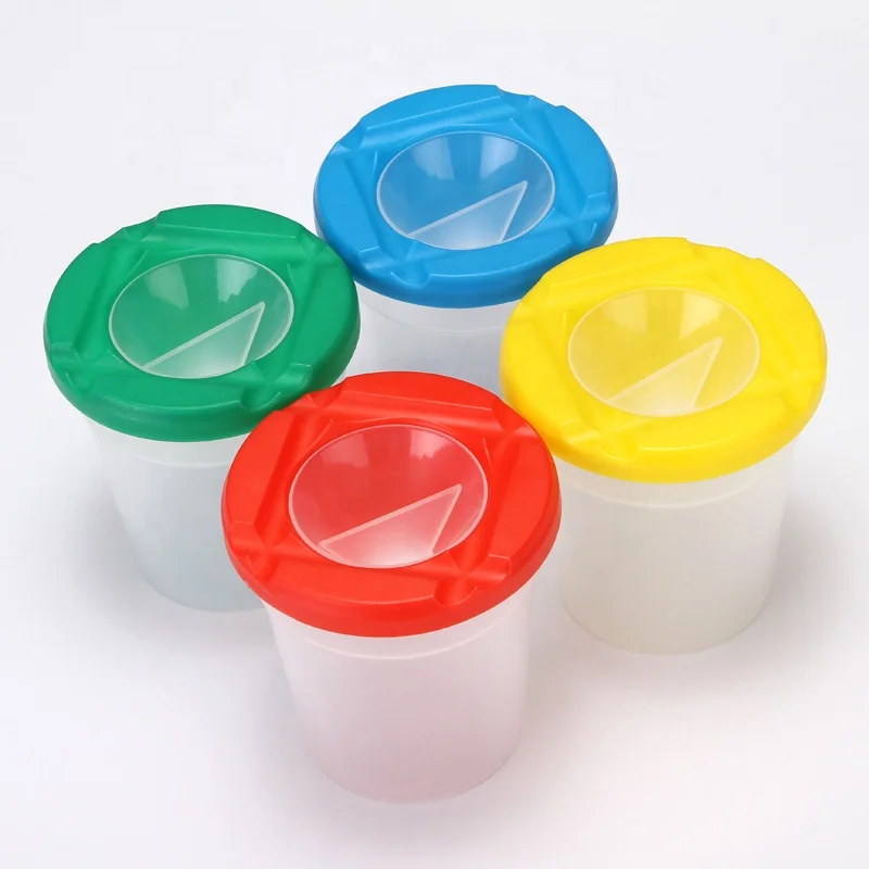 Paint Pots - Plastic Non - Spill Paint and Water Pots with Lids