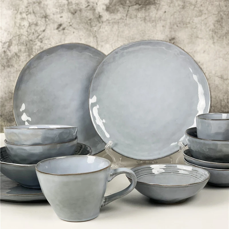 Crockery Kitchenware Porcelain Tableware New Style Ceramic Stoneware Dinnerware Sets with Reactive Glaze
