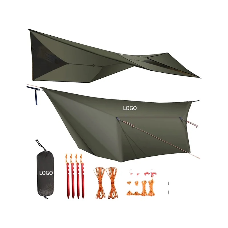 Longsen Camping Tactical Rain Fly Hammock Tarp Easy To Carry In Hiking