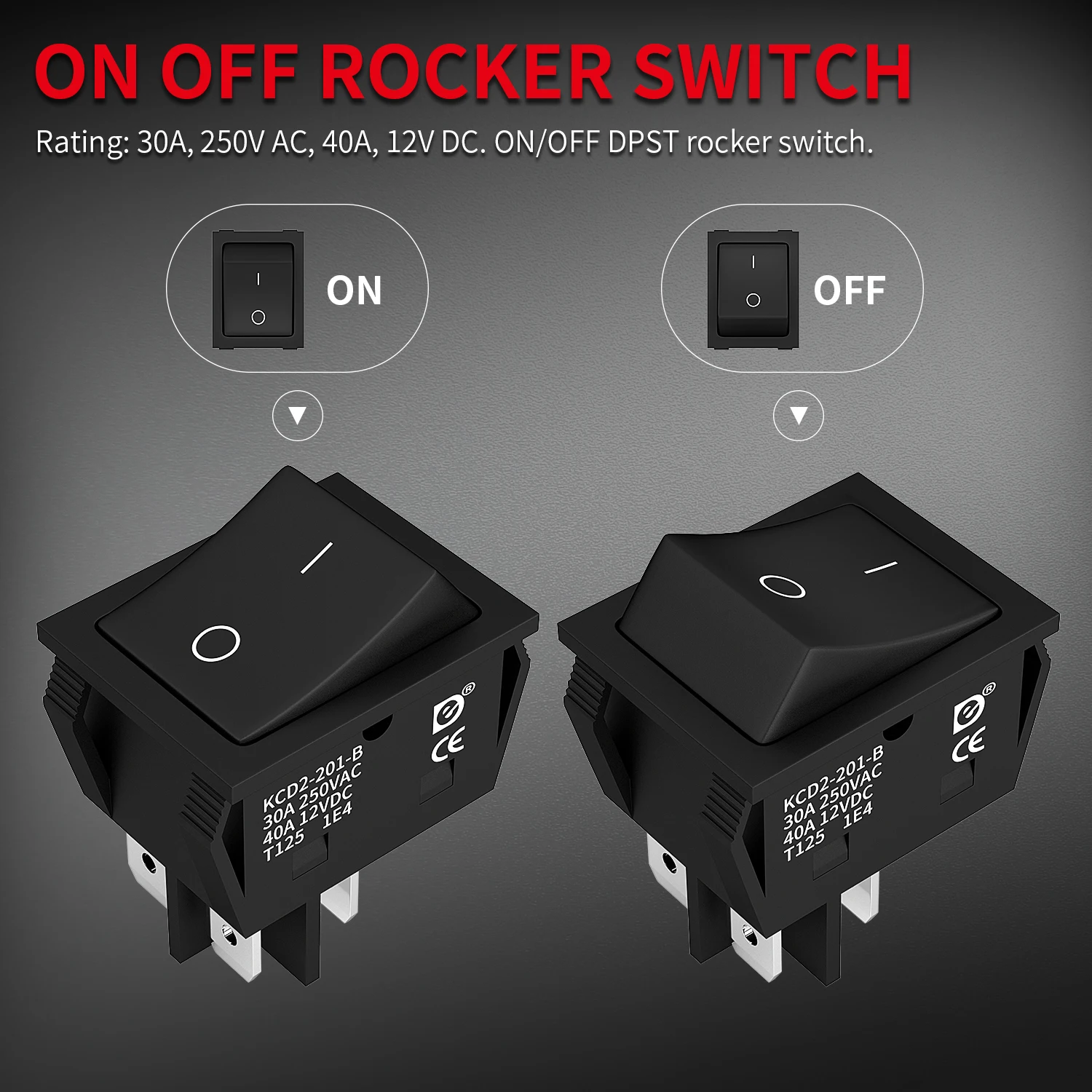 Daiertek Heavy Duty 40a Rocker Switch 2 Position 12v Rocker On Off ...