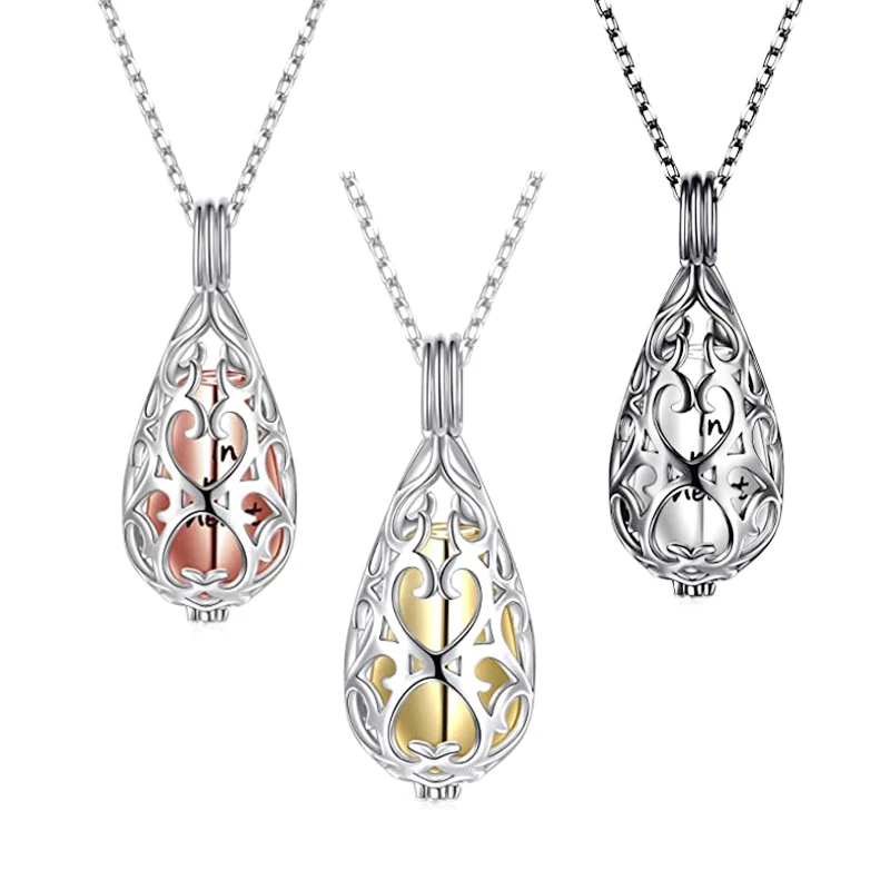 Cremation Urn Stainless Steel Pendant Necklace for women men Hollow Lockets Memorial Jewelry Keepsake for Pet or Human Ashes