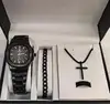 Black, rose gold scale watch + black accessories