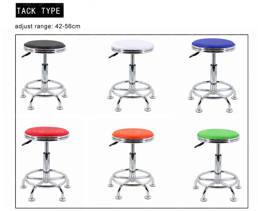 Adjustable Laboratory Stool With Footrest Swivel Leather Seat Lab Stool Fixed Backless Chair For Hospital Workshop Counter