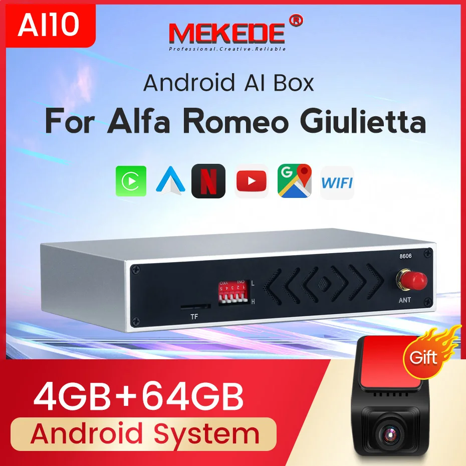 MEKEDE NEW Android Wireless Cp Auto Box Online AR Real Time Navigation for Alfa Giulietta Harman All in One 2014 2019
