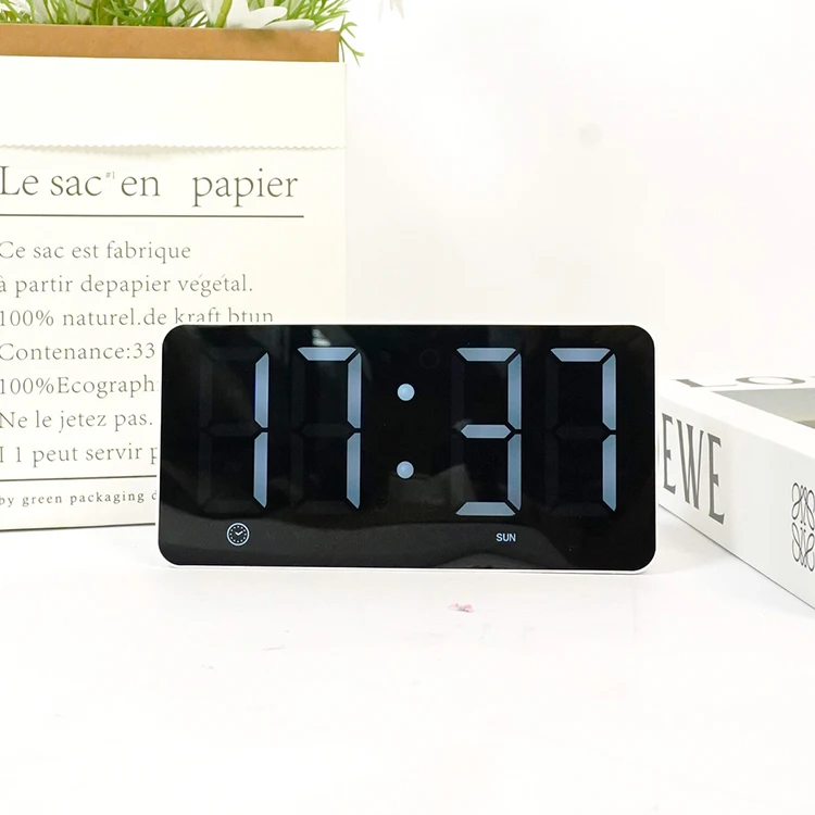 Factory Hot Table Clock Smart Digital Alarm LED Mirror Clock Snooze Back Light Bedroom Battery USB Cable