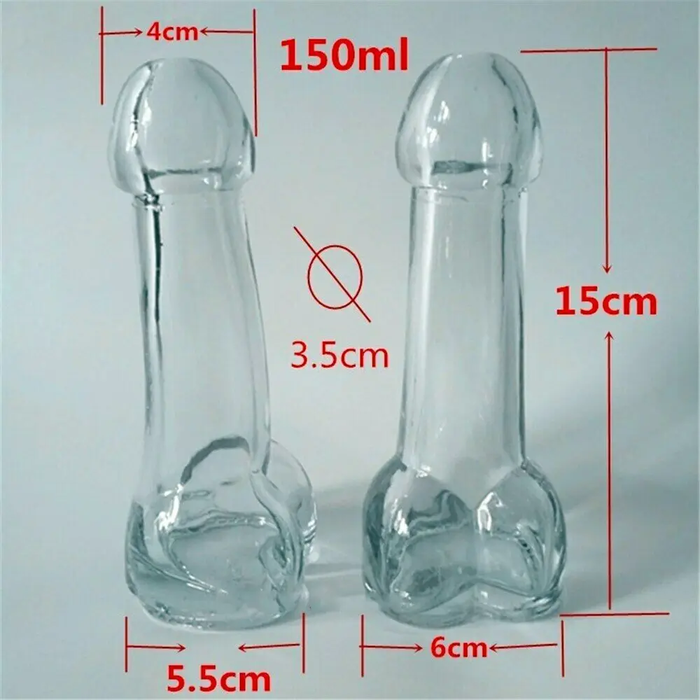 Cocktail Penis Shape Cup Clear Crystal Glass Wine Cup Bar Drinking Beer Mug 